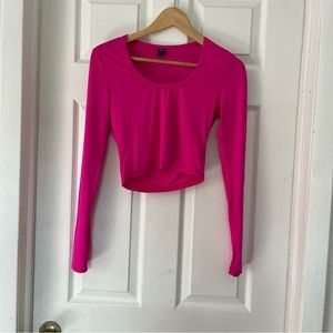 Shein Solid Hot Pink Long Sleeve Crop Top Size S